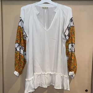 Anandas bohemian top with puffy sleeves size XL